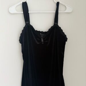 NY Collection Black Lace-Trimmed Top